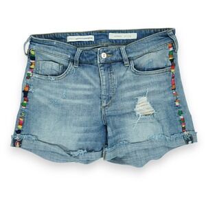 Pilcro and The Letter Press Anthropologie Hyphen Embroidered Jean Shorts Size 27